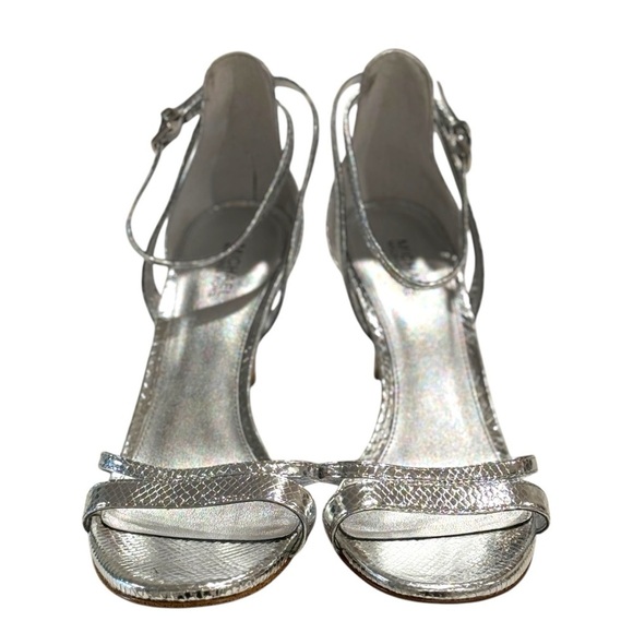 MICHAEL KORS Women's Kimberly Metallic Snake Embossed Leather Sandal Size 8 - Picture 4 of 9